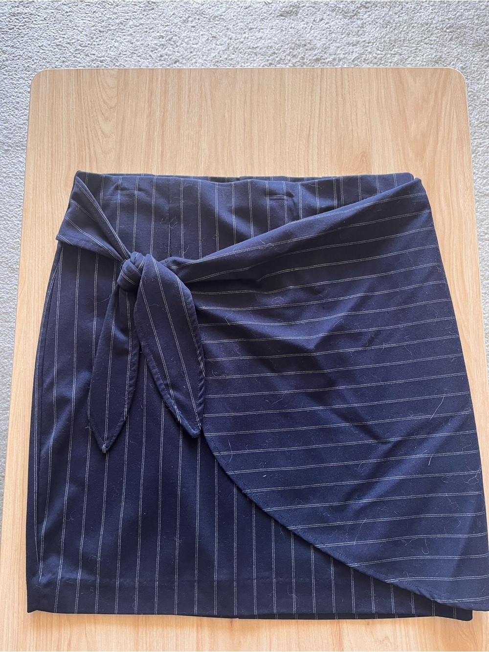 Dynamite Navy Pinstripe Wrap Skirt with Side Tie